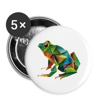 Origami Geometrie Frosch bunt modern arty - Buttons groß 56 mm (5er Pack) - Weiß - Vorne