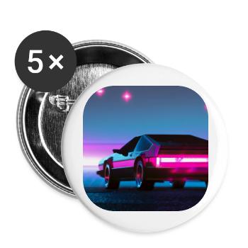 Retour aux années 80 | Synthwave - Lot de 5 grands badges (56 mm) - blanc - Devant
