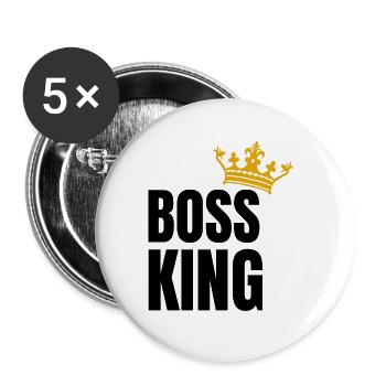 Boss King Gift Men King - Buttons large 2.2''/56 mm (5-pack) - white - Front