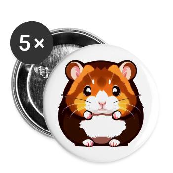 Cute Cartoon Hamster Love Pet 12 - Buttons large 2.2''/56 mm (5-pack) - white - Front