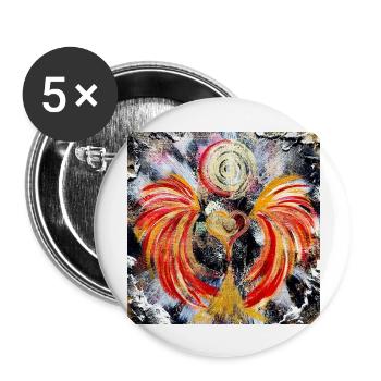 Herzengel der Pioniere - Buttons groß 56 mm (5er Pack) - Weiß - Vorne