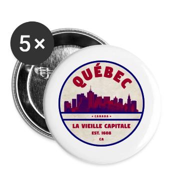 Quebec Vieille Capitale Skyline - Buttons large 2.2''/56 mm (5-pack) - white - Front