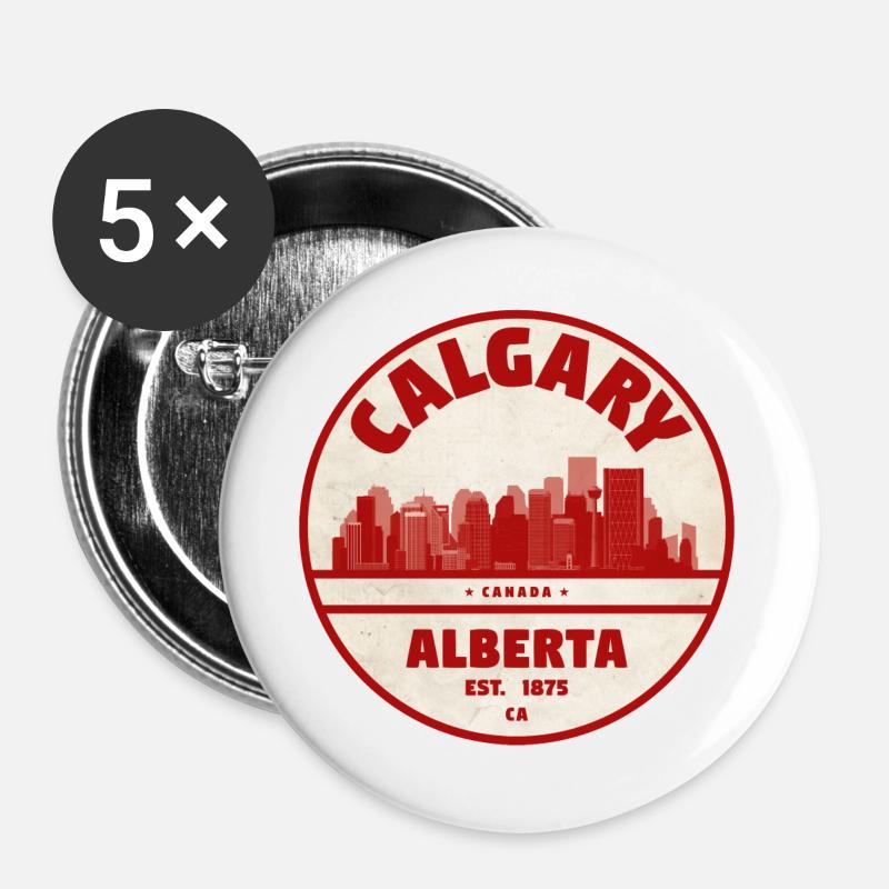 Calgary Skyline Vintage Badge Alberta - Buttons large 2.2''/56 mm (5-pack) - white