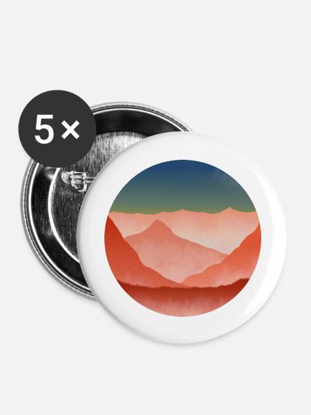 Blick auf die Berge - Buttons groß 56 mm (5er Pack) - Weiß