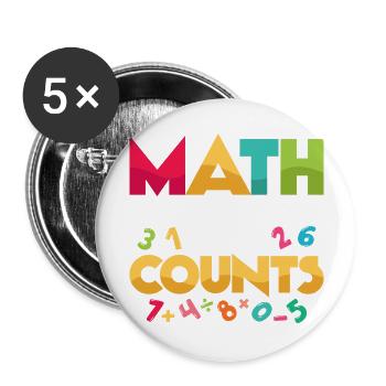 Math Is The Only Subject That Counts Math Teacher - Buttons large 2.2''/56 mm (5-pack) - white - Front