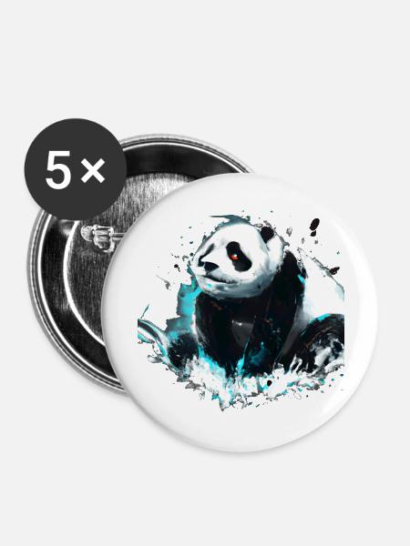 Panda - Buttons groß 56 mm (5er Pack) - Weiß