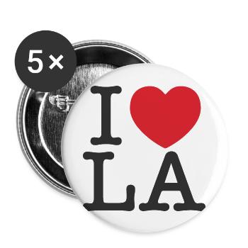 Ich liebe DIE | Ich liebe Los Angeles | I Herz LA - Buttons groß 56 mm (5er Pack) - Weiß - Vorne