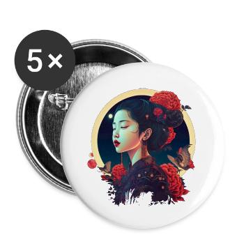 Geisha - Buttons groß 56 mm (5er Pack) - Weiß - Vorne