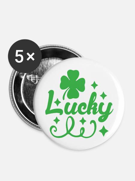 Lucky - Buttons groß 56 mm (5er Pack) - Weiß