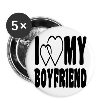 I love my boyfriend - Buttons large 2.2''/56 mm (5-pack) - white - Front