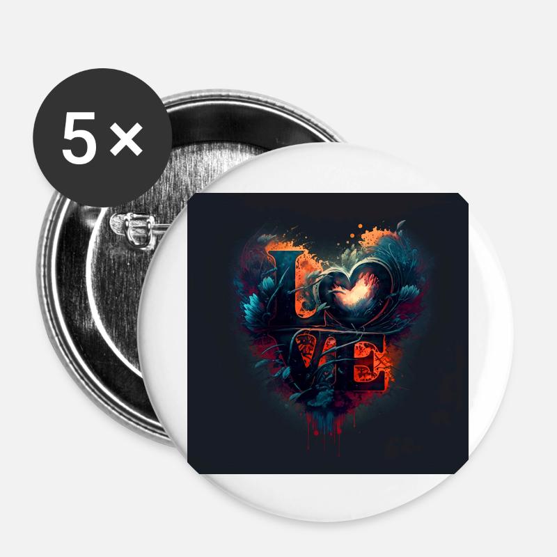 Trendy Valentine's Day illustration - Buttons large 2.2''/56 mm (5-pack) - white