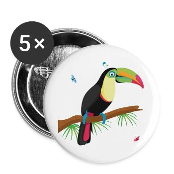 Tukan - Buttons groß 56 mm (5er Pack) - Weiß - Vorne