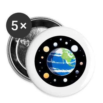 Süße Cartoon Darstellung des Planeten Erde 7 - Buttons groß 56 mm (5er Pack) - Weiß - Vorne