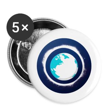 Süße Cartoon Darstellung des Planeten Erde 11 - Buttons groß 56 mm (5er Pack) - Weiß - Vorne