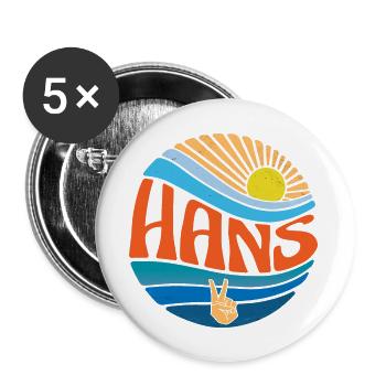 Hans Hemd Vintage Sonnenuntergang Hans Groovy Tie Dye - Buttons groß 56 mm (5er Pack) - Weiß - Vorne