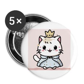 Super cute princess cat for big and small. - Buttons large 2.2''/56 mm (5-pack) - white - Front