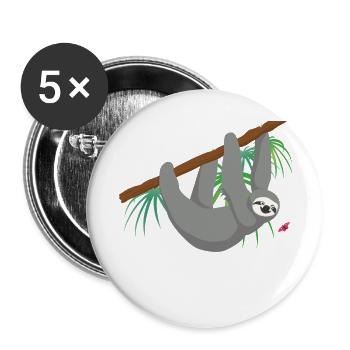 Faultier - Buttons groß 56 mm (5er Pack) - Weiß - Vorne
