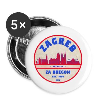 Zagreb Rundlogo Skyline Retro - Buttons groß 56 mm (5er Pack) - Weiß - Vorne