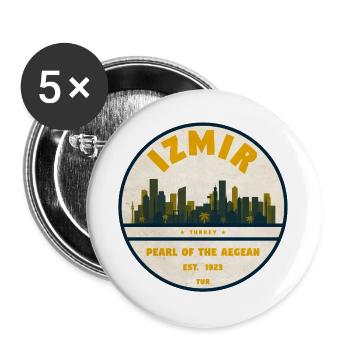 Izmir Perle der Ägäis Abzeichen - Buttons groß 56 mm (5er Pack) - Weiß - Vorne