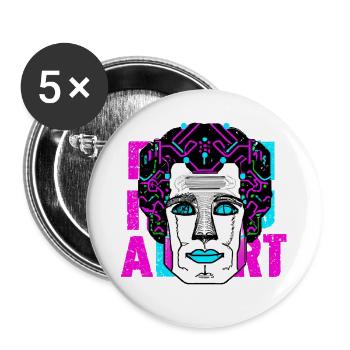 Neon KI - Roboter - Futurismus - Buttons groß 56 mm (5er Pack) - Weiß - Vorne