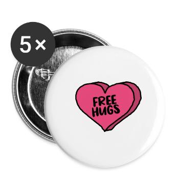 free hugs - Buttons groß 56 mm (5er Pack) - Weiß - Vorne