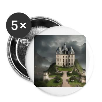 Castle on hill above the city - Buttons large 2.2''/56 mm (5-pack) - white - Front