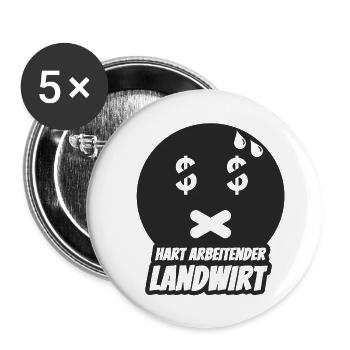 Hart arbeitender Landwirt - Buttons groß 56 mm (5er Pack) - Weiß - Vorne
