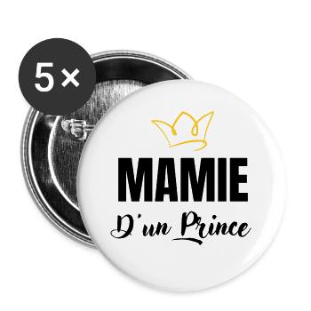 mamie d'un prince - Lot de 5 grands badges (56 mm) - blanc - Devant