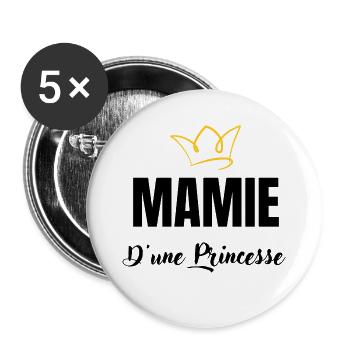 mamie d'une princesse - Lot de 5 grands badges (56 mm) - blanc - Devant