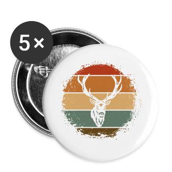 Hirsch - Buttons groß 56 mm (5er Pack) - Weiß - Vorne