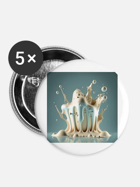 Hüpfende Flüssigkeit - Buttons groß 56 mm (5er Pack) - Weiß