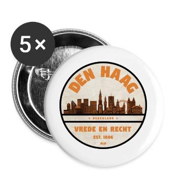 The Hague Skyline Vintage Logo - Buttons large 2.2''/56 mm (5-pack) - white - Front