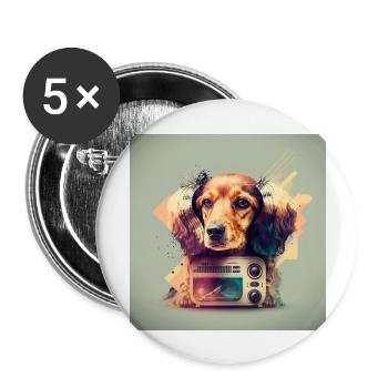 Schöner Hunde retro look! Für Hundeliebhaber! - Buttons groß 56 mm (5er Pack) - Weiß - Vorne