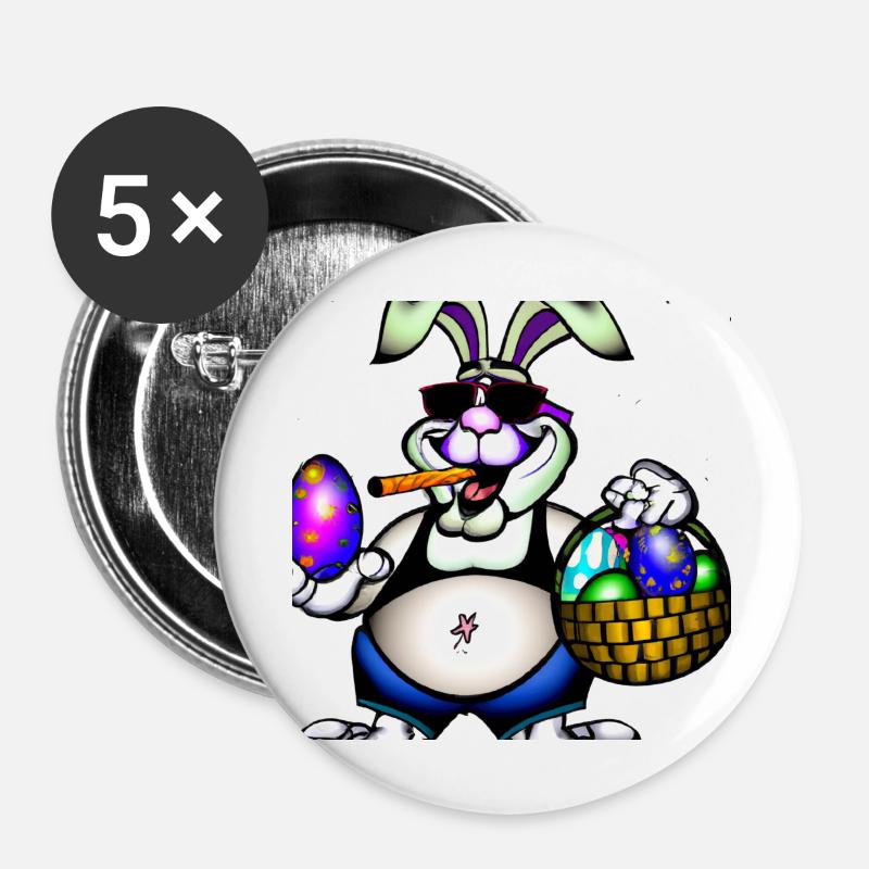 Easter with egg - Buttons large 2.2''/56 mm (5-pack) - white