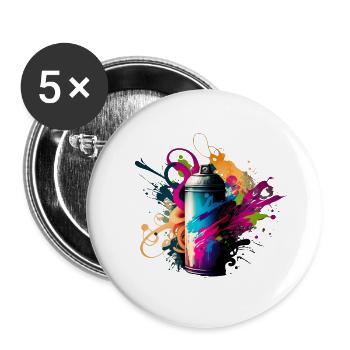 Can Graffiti - Buttons groß 56 mm (5er Pack) - Weiß - Vorne