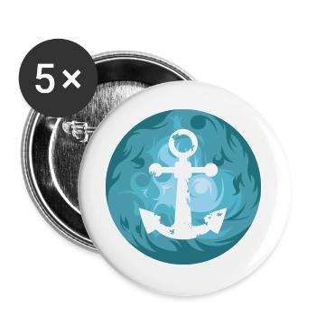 Moon Symbol Anchor Evening Sun Lake Captain icon - Buttons large 2.2''/56 mm (5-pack) - white - Front