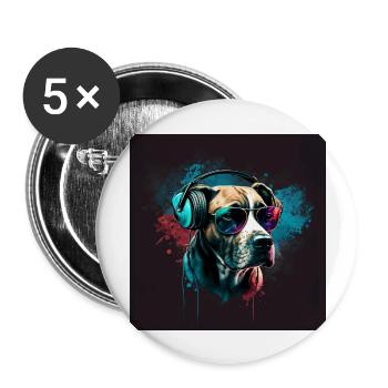 Beautiful dog retro look! For dog lovers! - Buttons large 2.2''/56 mm (5-pack) - white - Front
