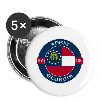 Athens Georgia Flag USA Travel Souvenir Badge - Buttons large 2.2''/56 mm (5-pack) - white - Front