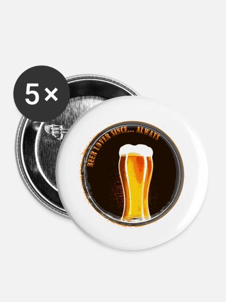 Bierliebhaber seit... Immer - Buttons groß 56 mm (5er Pack) - Weiß