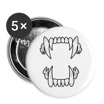 Crocs de loup effrayants - Lot de 5 grands badges (56 mm) - blanc - Devant