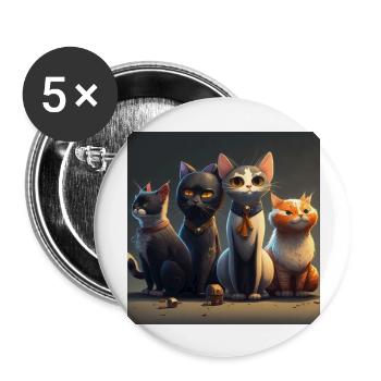 Süße Katzen im Cartoon design, für Katzenliebhaber - Buttons groß 56 mm (5er Pack) - Weiß - Vorne