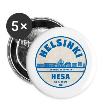 Helsinki Skyline Emblem 1550 - Buttons groß 56 mm (5er Pack) - Weiß - Vorne