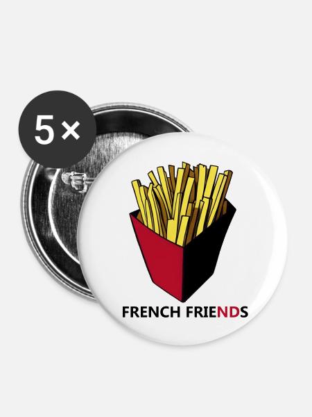French Fries - Buttons groß 56 mm (5er Pack) - Weiß