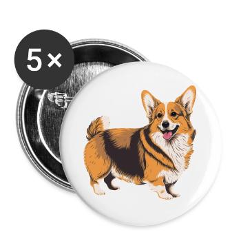 Ready to Play Corgi - Buttons large 2.2''/56 mm (5-pack) - white - Front