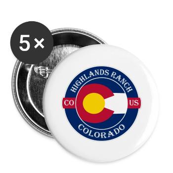 Highlands Ranch Colorado Flag USA Souvenir Logo - Lot de 5 grands badges (56 mm) - blanc - Devant
