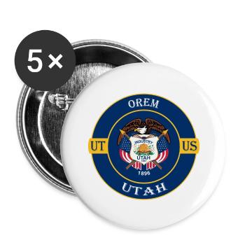 Orem Utah Flagge USA Reise Souvenir Abzeichen - Buttons groß 56 mm (5er Pack) - Weiß - Vorne