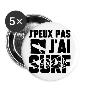 J’peux pas j’ai surf - Lot de 5 grands badges (56 mm) - blanc - Devant