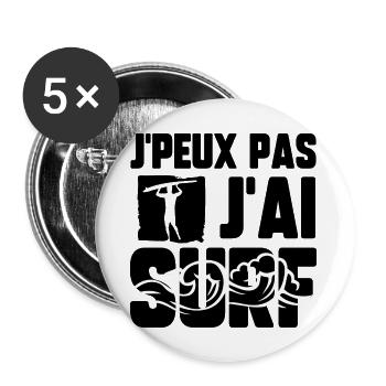 J’peux pas j’ai surf - Lot de 5 grands badges (56 mm) - blanc - Devant