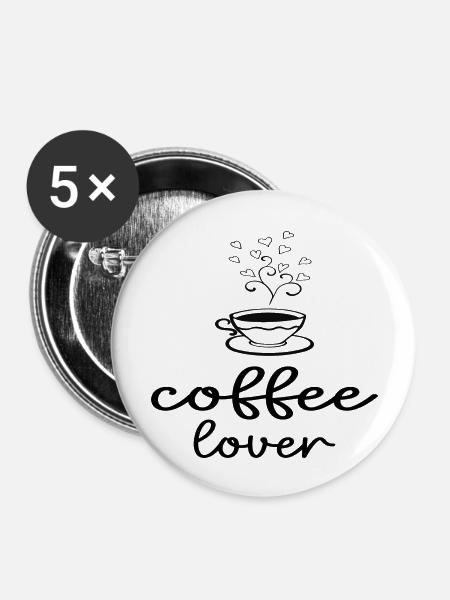 Coffee Lover - Buttons groß 56 mm (5er Pack) - Weiß