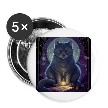 Katze im Mystischen Tarot Karten Design! - Buttons groß 56 mm (5er Pack) - Weiß - Vorne